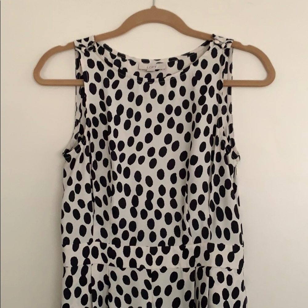 Ann Taylor LOFT black and white polka dot romper